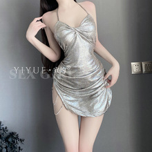 宜约情趣内衣辣妹性感包臀开叉夜店露背连衣裙女制服诱惑套装1022