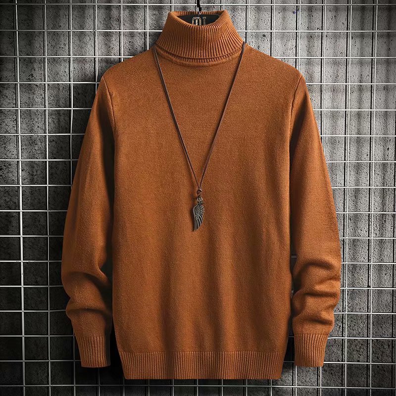 Suéter de terciopelo de visón cuello alto de los Hombres estilo coreano suéter de color degradado de moda camisa de fondo para hombres otoño e invierno abrigo de punto grueso