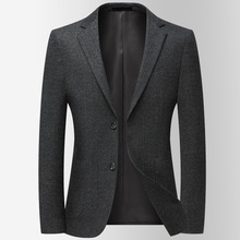 秋季新款锦纶弹力男士西服免烫厚款西装潮流条纹休闲单西6616