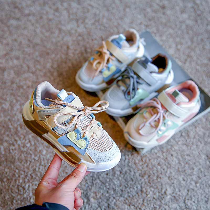 men and women Hit color Net surface ventilation skate shoes 2022 new pattern Trend Velcro children's shoes Monitor Korean Edition Casual shoes