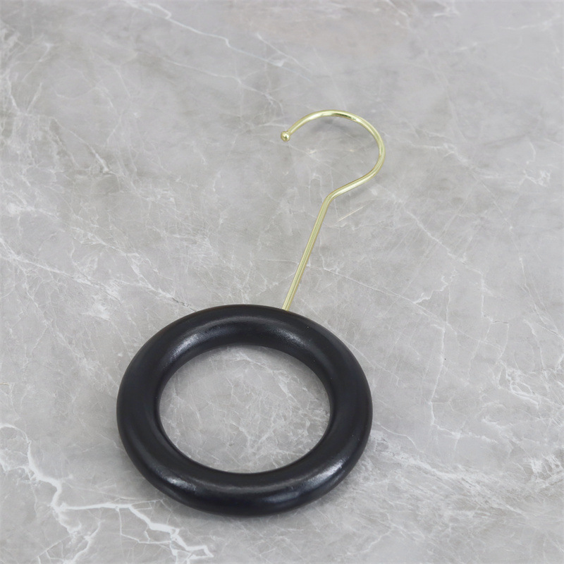 12cm 퓨어 블랙 나무 반지 + 15cm 골드 후크