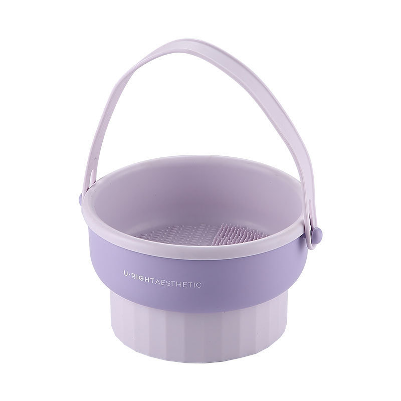 Caja de limpieza de pinceles de maquillaje transfronteriza Juego de limpieza de huevos de belleza de silicona Cepillo de belleza Caja de almacenamiento de tazón Puff de polvo Estante de secado