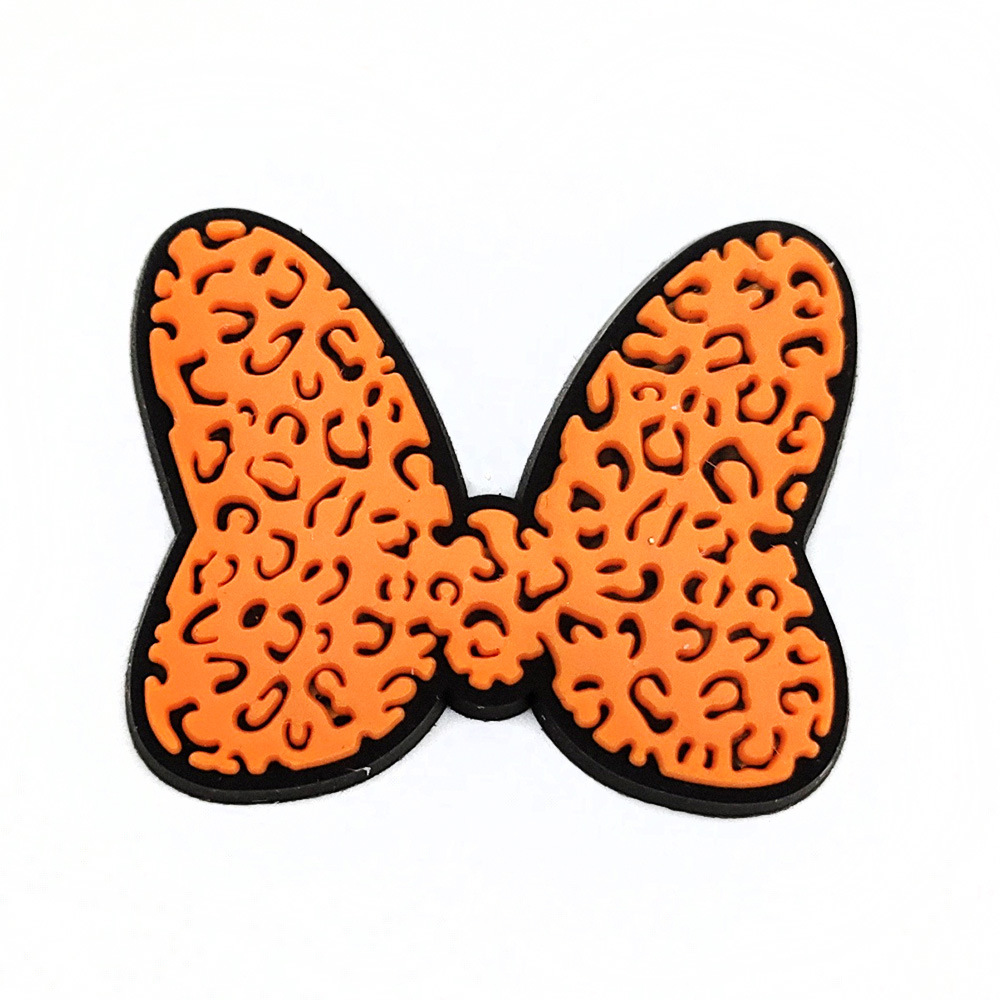 PVC self-adhesive Material Heart Shape Bow Knot Leopard Shoe Accessories PVC Self-adhesive All Seasons Shoe Buckle