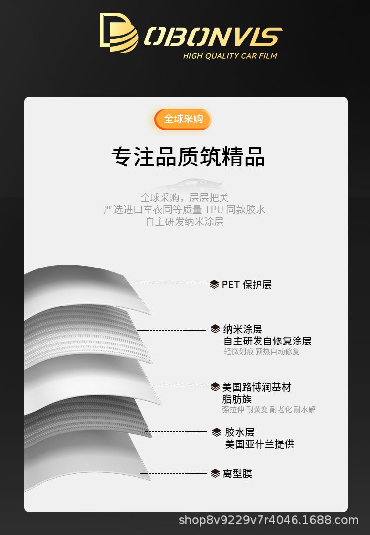 Dobonvis Ppf Car Invisible Protective Film Tpu Hydrophobic Anti-Yellowing Paint Protection Film for Car Paint and Car Doors
