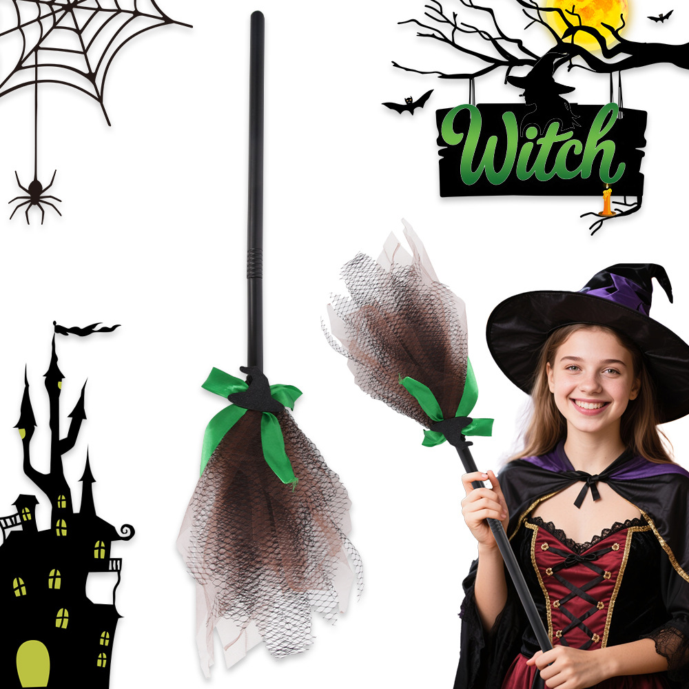 Nuevo Halloween bruja escoba desmontable escoba de malla para niños fantasmas decoración cosplay escoba voladora