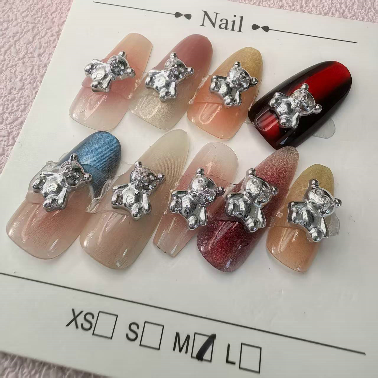 熊美甲饰品树脂合金银色0006.jpg