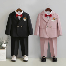 儿童小西装秋冬花童礼服套装男孩英伦表演服宝宝周岁生日宴会西服