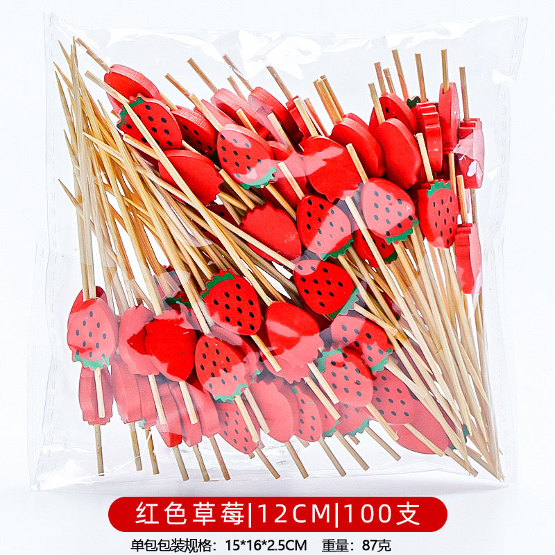 12CM un solo uso de frutas de bambú marca de cóctel creativa marca de frutas de bocadillos KTV arte marca de dientes fabricantes