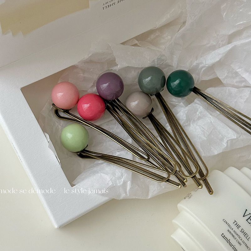 Kórejský štýl, roztomilá trojrozmerná farebná guľa, jeden znak, sponka do vlasov, nová sponka do vlasov s ofinou, sponka na boky, všestranná sponka do vlasov, vlasové doplnky, čelenka_voghion.com