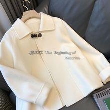 茧型云朵白毛呢外套女秋冬新款韩版短款小众设计宽松大衣