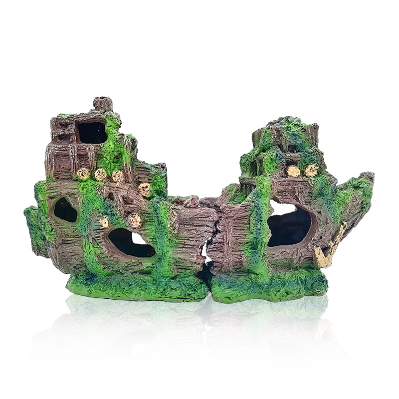 Acuario, pecera, barco pirata, naufragio, naufragio, artesanía de resina, decoración, paisaje, escondite, decoración, gran barco roto