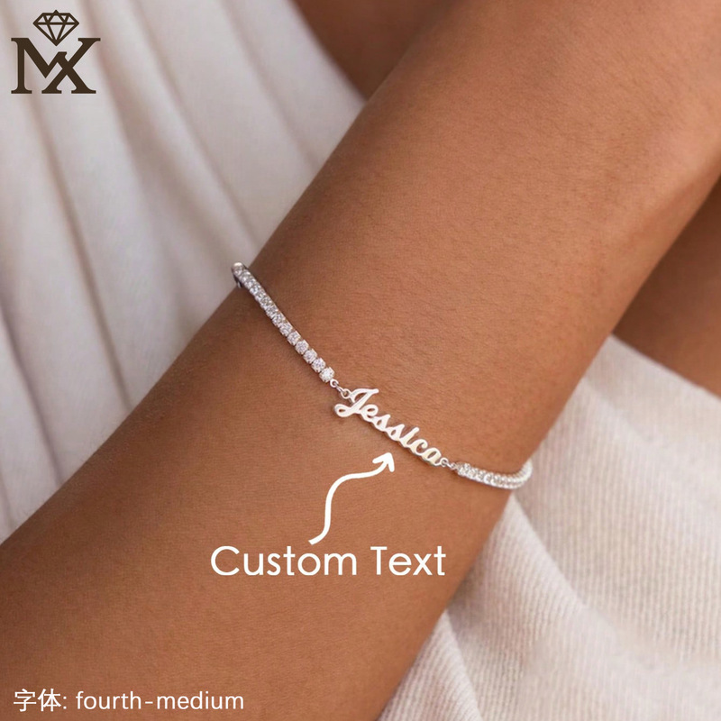 Exquisite and Elegant Customized Name Tennis Bracelet, Personalized Zircon Name Bracelet, Simple Jewelry Exquisite and Elegant Customized Name Tennis Bracelet, Personalized Zircon Name Bracelet, Simple Jewelry