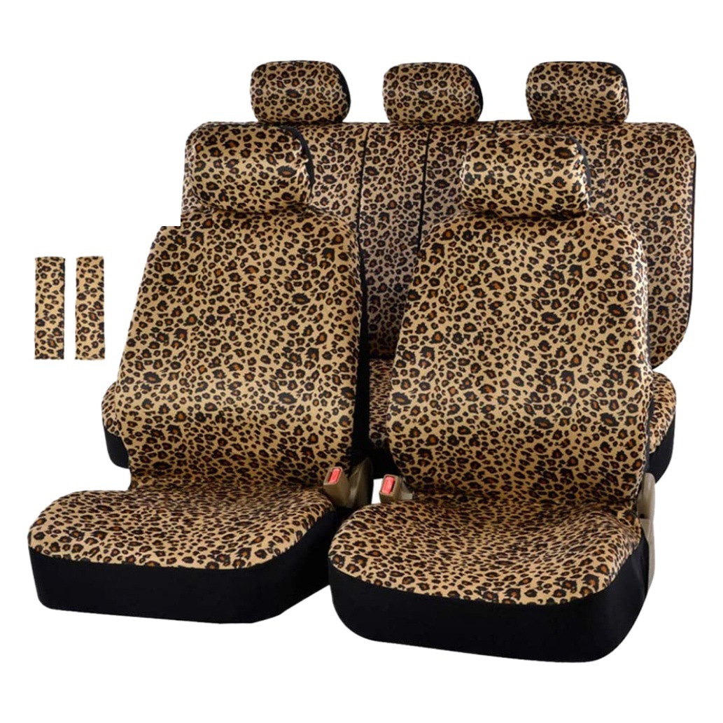 Estampado de leopardo cubierta de asiento de coche universal felpa cubierta de silla caliente con cubierta de volante almohadilla de hombro cubierta de asiento de coche transfronteriza comercio exterior al por mayor