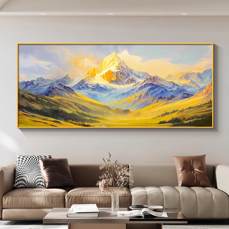 背靠金山客厅装饰画有山无水办公室沙发背景墙挂画轻奢高级感壁画|undefined