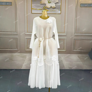 chubby girl plus size Women's Summer High-end 2025 Miyake Pleated Waist dress Long Elegant Pleated Skirt