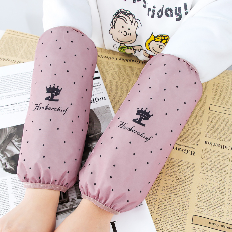 Cabeza de manga de manga impermeable y a prueba de aceite para mujer de otoño e invierno extra, limpieza de cocina, manga de dibujos animados