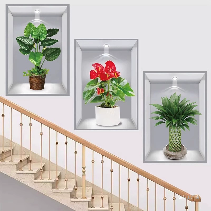 Цветочный 3D трехмерный настенный декоративный рисунок самоклеящийся проход лестничная стена закрывает уродливые столовая гостиная триптих бумага наклейка на стену