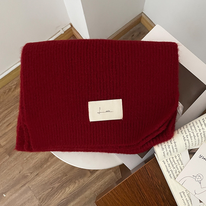 Year's Red Knitted Wool for Girls Winter 2024 New Versatile Korean Edition High End Scarf_voghion.com