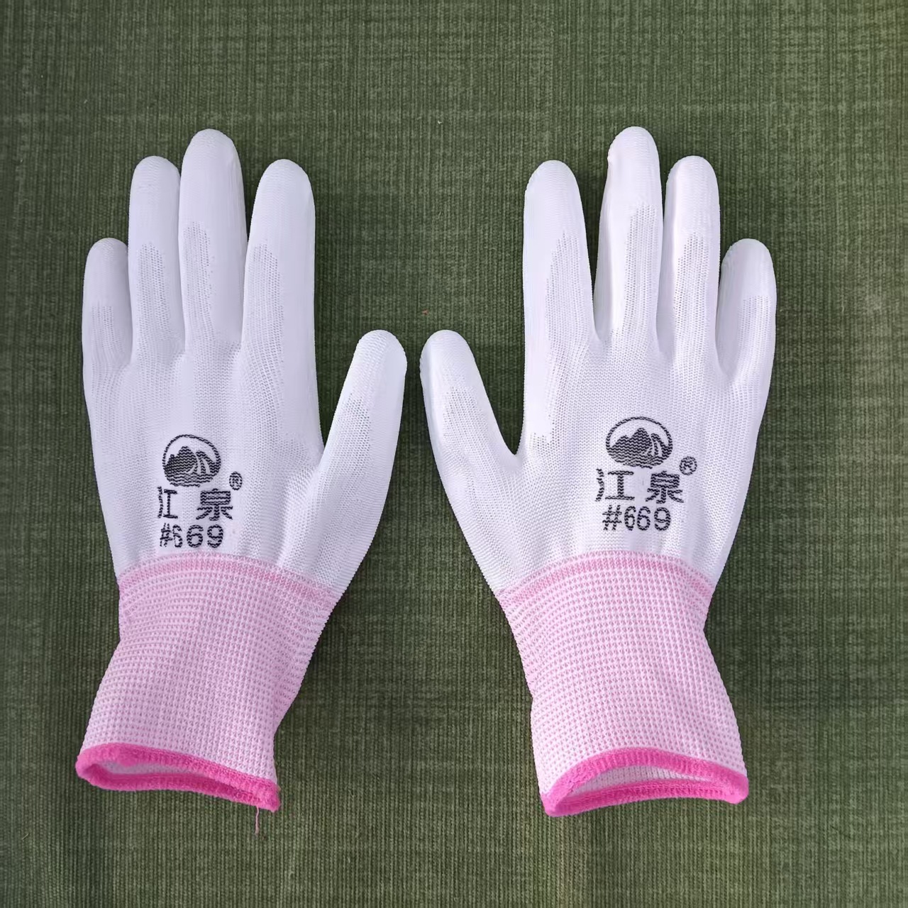 江泉#669无硅PU涂层手套耐磨尼龙十三针PU涂掌手套轻工劳保手套