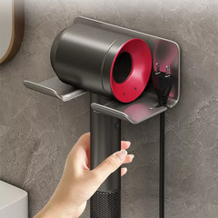 Space Aluminum Hair Dryer Organizer, No Drilling Bathroom Hair Dryer Holder, Shower Room Dyson Lefen Storage Rack