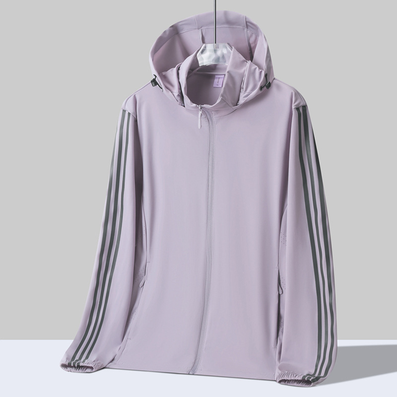 Classic Three-Stripe Ice Silk Sun Protection Jacket with Printed Design, Breathable and Lightweight Fishing Clothing for Men