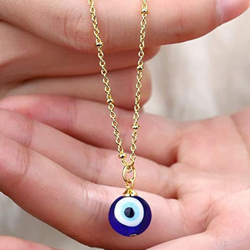 亚马逊热销恶魔之眼土耳其蓝眼睛圆珠链条吊坠 外贸欧美项链