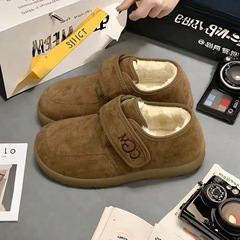 棉拖鞋低帮魔术贴加绒雪地靴女秋冬新款短靴舒适百搭棉鞋代发保暖