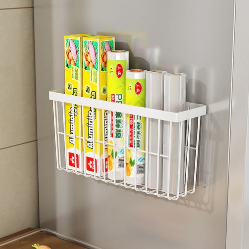 Refrigerator rack side storage kitchen household multi-functional side seasoning rack free punch hanging basket storage basket