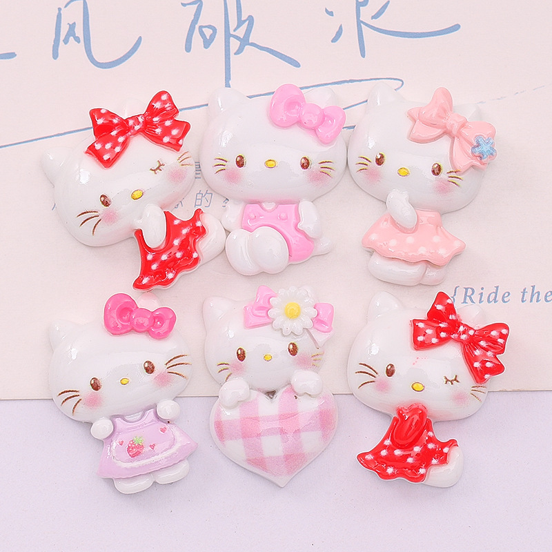 Cute cartoon cat series diy cream glue homemade mobile phone case shoe buckle hairpin resin accessories wholesale