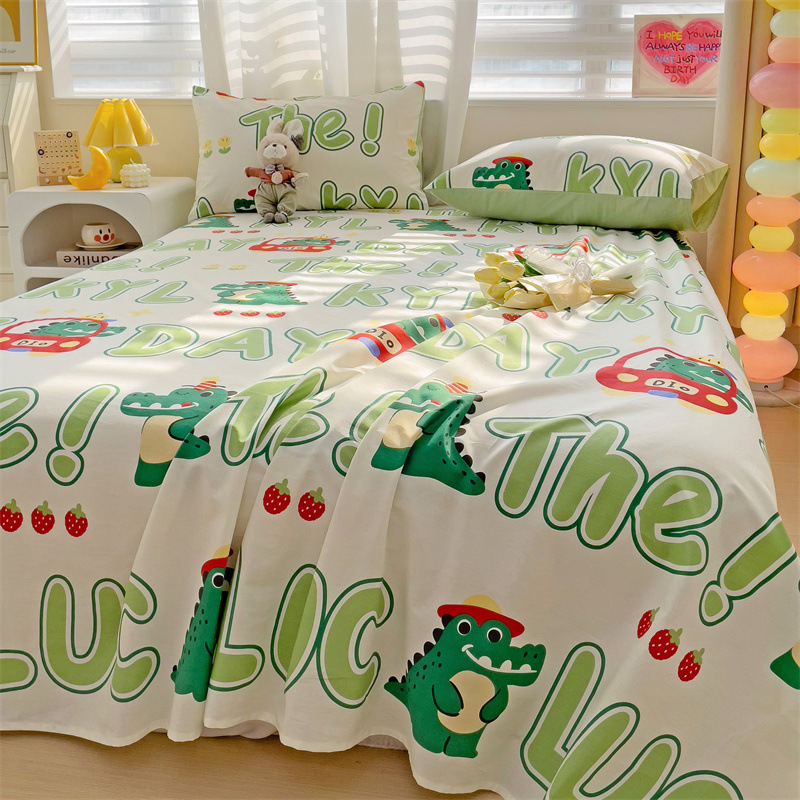 2025 nueva sábana de algodón fresco pequeña pieza individual 100 algodón dormitorio de estudiantes cama individual funda de almohada de tres piezas 2