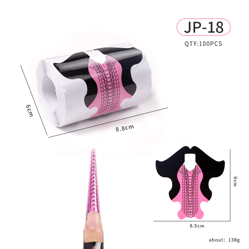 Soporte de papel de uñas de herradura extensión de fototerapia de cristal herramienta de uñas arte de uñas mariposa mosca titular de dedo rectangular 100 unids/rollo