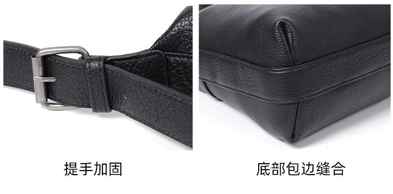Túi đeo chéo nam da bò mềm dung tích lớn 29×11×17 cm — Màu đen chi tiết 6