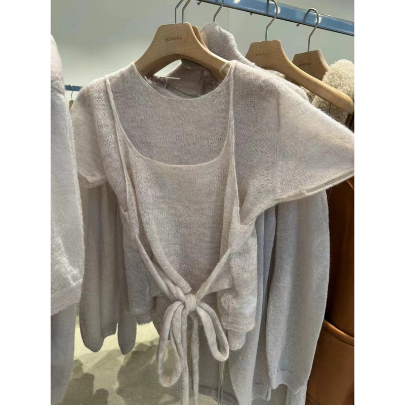 Now the New 2026 Spring Collection from Korean Designer Mon*Ha: Semi-Sheer Tank Top + Waist-Tie Short-Sleeve Set