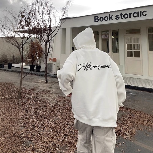 Black Letter Print Heavyweight Hooded Sweatshirt Men's American Streetwear OOTD Fashion Autumn/Winter Outerwear Oversize Hooded Sweatshirt