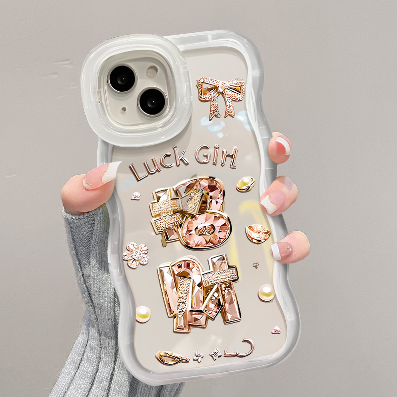 水晶招财适用苹果16promax手机壳iphone15透明13软硅胶14个性国风
