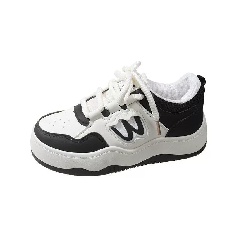 White shoes platform, footwear, universal genuine sneakers for leisure, 2024 years, trend of season, Chanel style