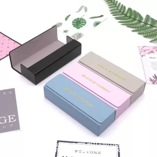 源头厂家定制手工眼镜盒便携皮质眼镜盒翻盖学生近视镜盒可印logo