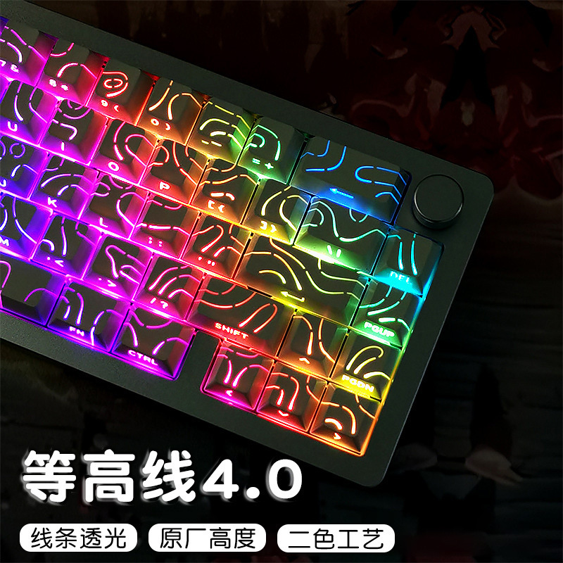 Contour side engraved mechanical keyboard key cap line light transmission compatible with American lion wooting60made68ace68