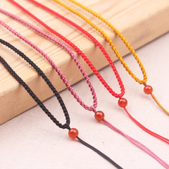 編織簡約菠蘿繩翡翠吊墜掛繩玉佩素雅項鍊繩男女調節紅黑掛墜繩子