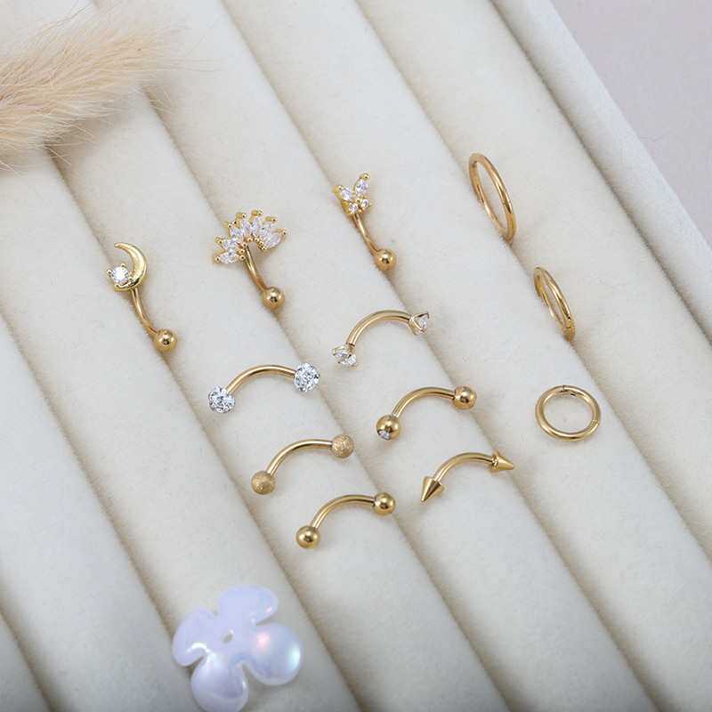 Zircon Flower Eyebrow Stud Ear Cartilage Piercing Jewelry Silver Tone 316L Surgical Steel detail image 7