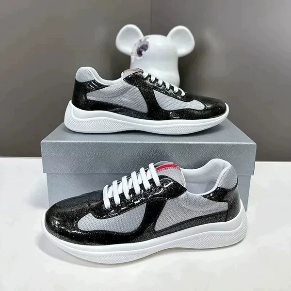 Round-Toe Versatile Running Shoes for Men and Women, Export Shoes, Shiny Leather, Mesh, Breathable, Casual, Fashionable, Sporty, Patent Leather, Couple Shoes, Trendy
