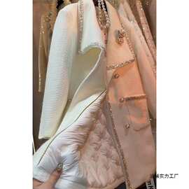 D6C韩系白色小香风大翻领感超好看羽绒服内胆中长款大衣外套女冬