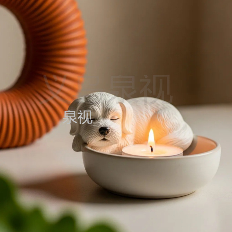 跨境新品Puppy Tea Light Holder 小狗烛台摆件树脂摆件工艺品|undefined