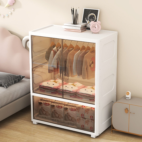 Thickened children's wardrobe storage cabinet simple baby baby small wardrobe plastic home use bedroom clothing storage cabinet