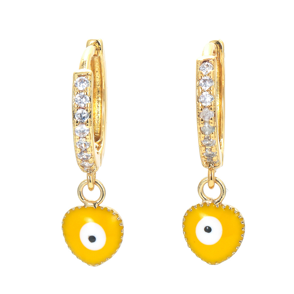 2g Weight Electroplating Gold Plating Process New Color Dripping Female Geometric Devil Eye Copper Earrings Diy Jewelry Accessories