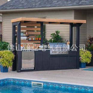Villa Courtyard Outdoor Kitchen 304 Stainless Steel Barbecue Bbq Console Sunshade and Rainproof Home Outdoor Cabinet Stove