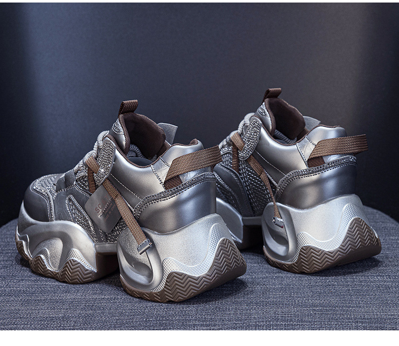 Giày sneaker nữ đế dày platform tăng chiều cao phong cách thể thao thời trang xuân hè 2026 — M2707 màu chì, M2707 màu be, M2707 màu đen chi tiết 22
