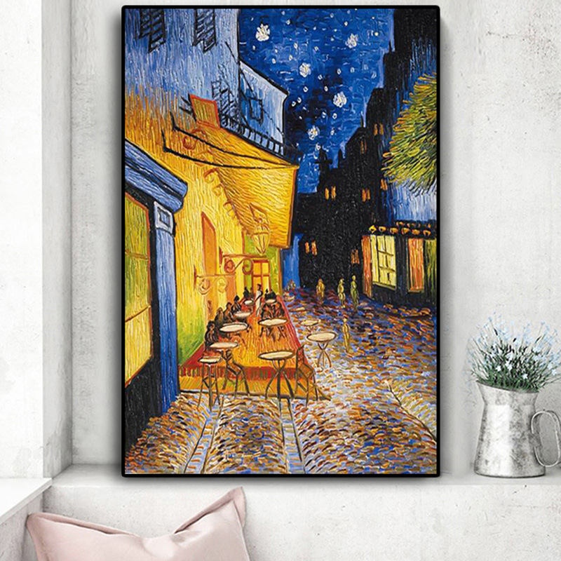 Van Gogh Cafe Terrace at Night Oil Painting Inkjet Canvas Painting Art Poster Living Room Decoration Painting Core Wholesale Van Gogh Cafe Terrace at Night Oil Painting Inkjet Canvas Painting Art Poster Living Room Decoration Painting Core Wholesale