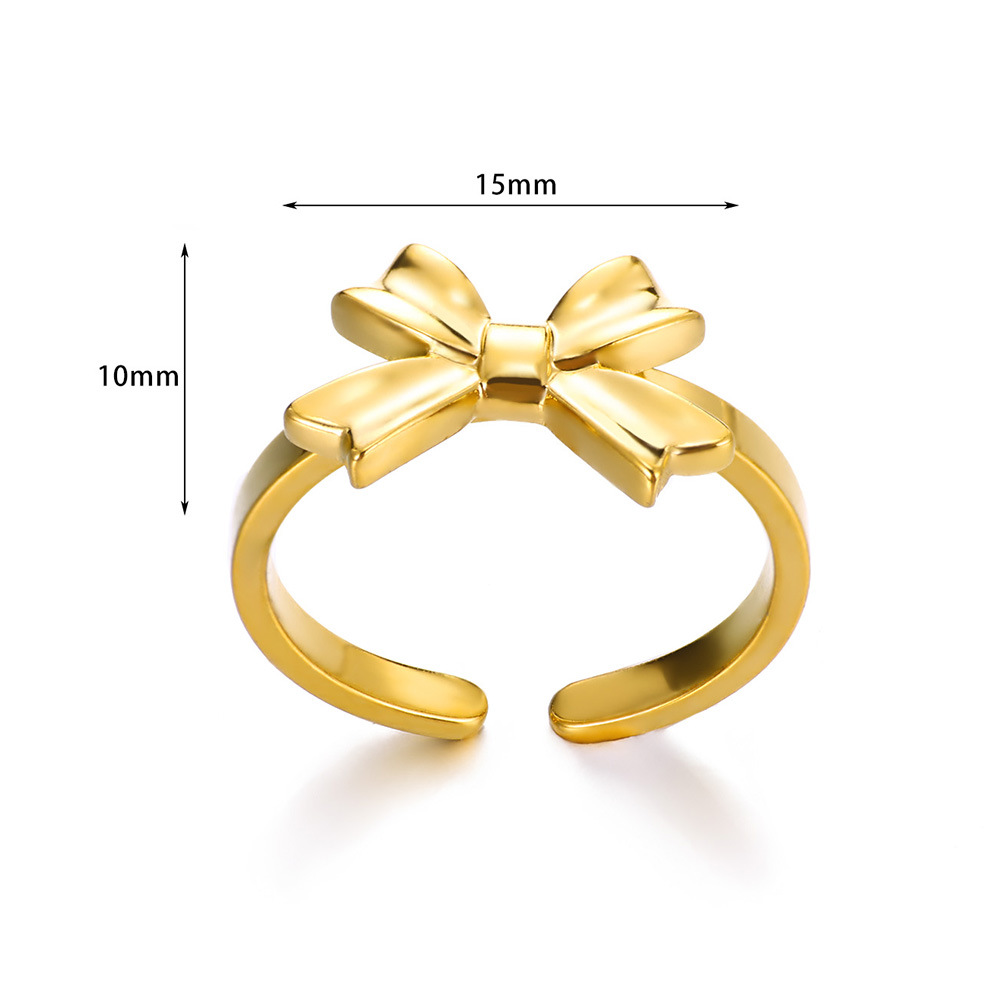 5g Weight 0.03µm-0.05µm Gold Plating Thickness PVD Coated Gold Plating Process 18K Real Gold Plated Plating Material Stone-Free Inlay Material Open Rings Classification 1 Piece Quantity Holiday, Daily Occasion 304 Stainless Steel Material Bow Knot Pattern All Seasons Season Women's Gender Vacation, Simple Style Style Waterproof Non Tarnish Craft PVD Coated Real Gold Plated Bow Knot 304 Stainless Steel Vacation Simple Style Waterproof Non Tarnish Open Rings 7
