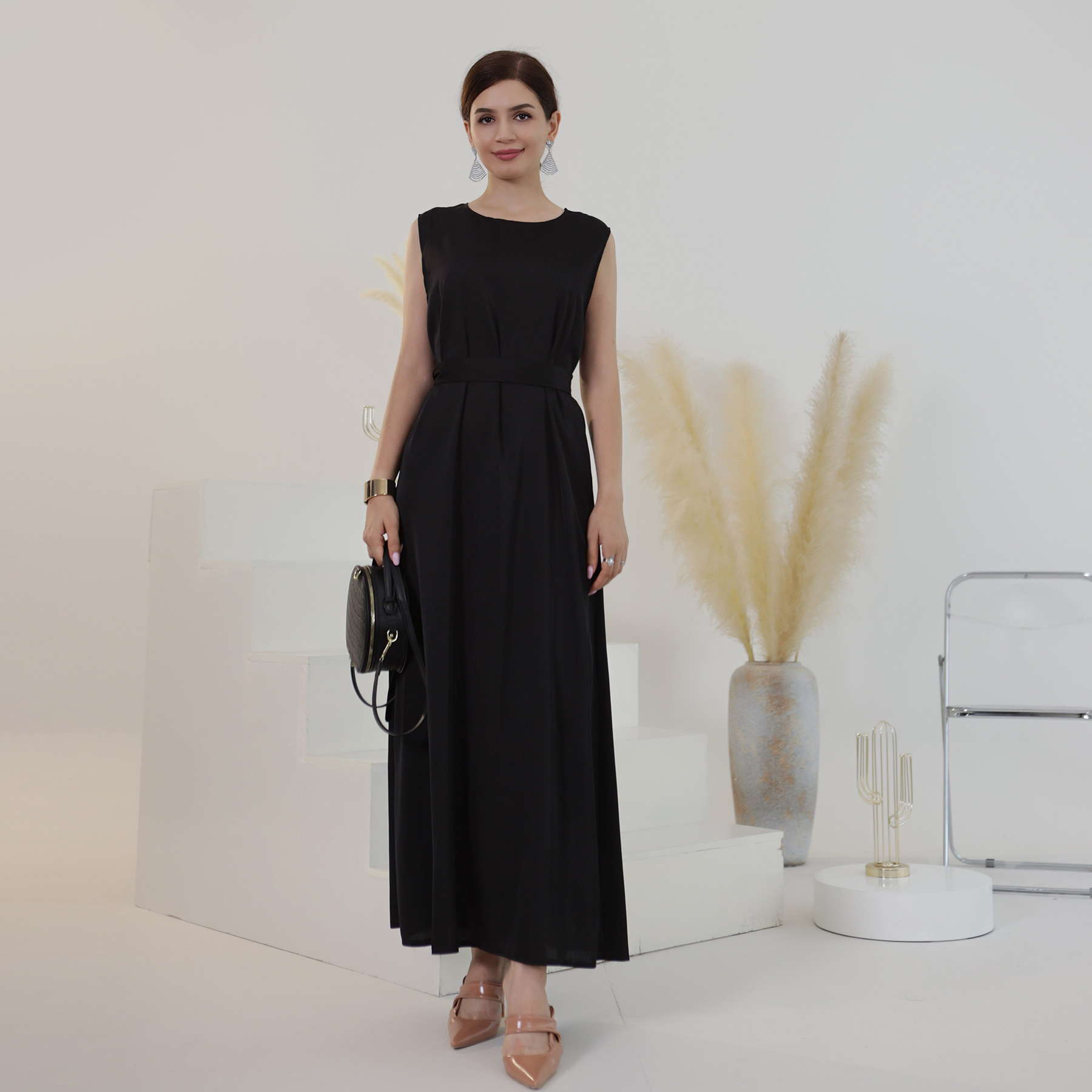 Women's Clothing Spring and Summer Daily Solid Color Beaded Dress_voghion.com